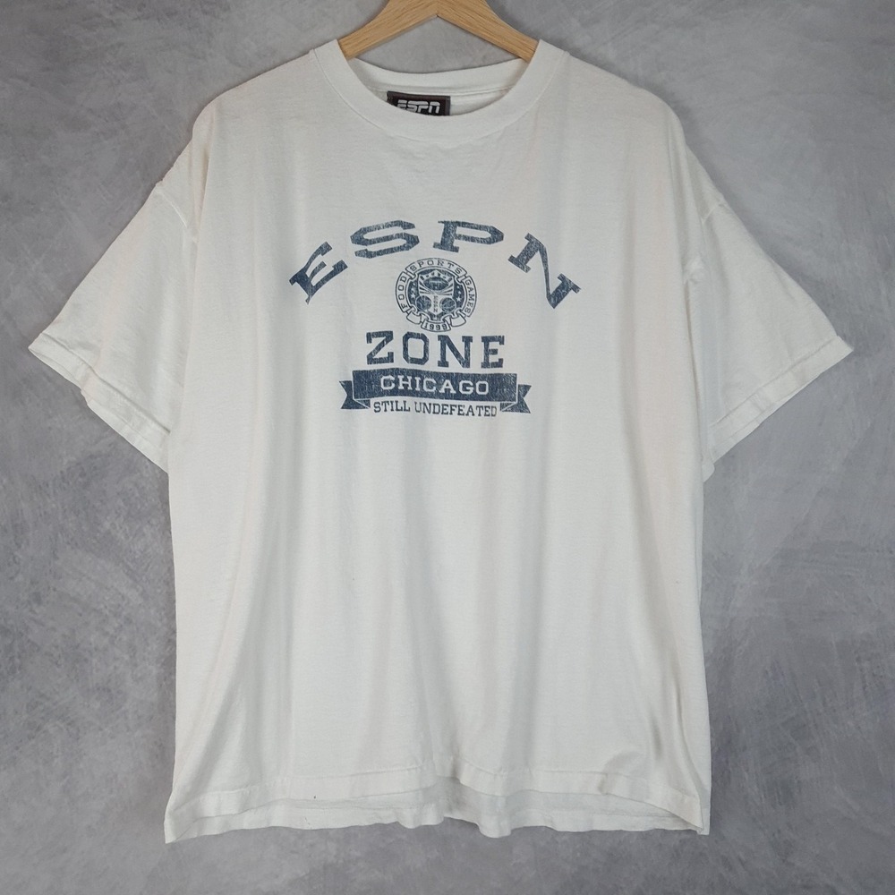 Vintage ESPN Zone Chicago Shirt Mens XL White Undefeated Sports Graphic Tee